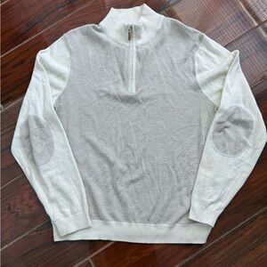 Robert Talbott Cream and Gray Zip-Up Sweater
0004